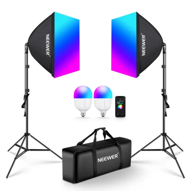 NEEWER NK800 RGB İkili LED İşıq Dəsti – 2 Panel və 2 Stativ ilə (24W)